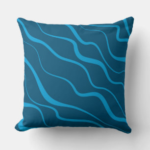 Blau, einfach, modern, coole Wellenabstraktion Kissen
