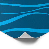 Blau, einfach, modern, coole Wellenabstraktion Poster (Ecke)