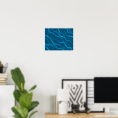 Blau, einfach, modern, coole Wellenabstraktion Poster (Heimbüro)