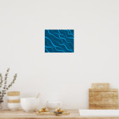 Blau, einfach, modern, coole Wellenabstraktion Poster (Küche)