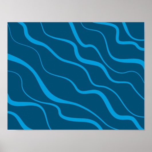 Blau, einfach, modern, coole Wellenabstraktion Poster (Vorne)