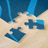 Blau, einfach, modern, coole Wellenabstraktion Puzzle (Seite)