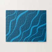 Blau, einfach, modern, coole Wellenabstraktion Puzzle (Horizontal)
