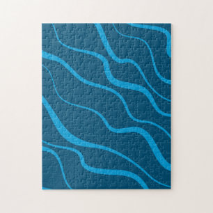 Blau, einfach, modern, coole Wellenabstraktion Puzzle