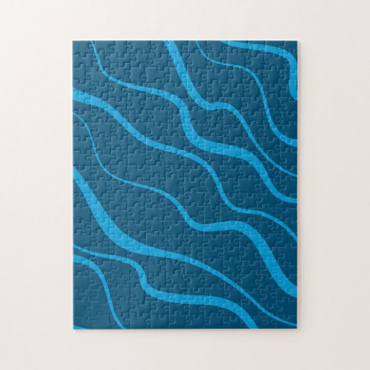 Blau, einfach, modern, coole Wellenabstraktion Puzzle (Vertikal)