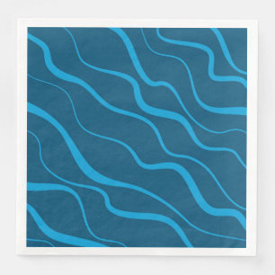 Blau, einfach, modern, coole Wellenabstraktion Serviette