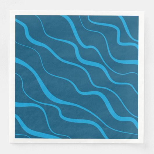 Blau, einfach, modern, coole Wellenabstraktion Serviette (Vorderseite)
