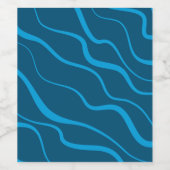 Blau, einfach, modern, coole Wellenabstraktion Weinetikett (Einzelnes Label)
