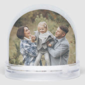 Blau | Einfacher Minimaler Bow Familienname und Fo Schneekugeln (Rückseite)