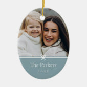 Blau | Einfaches Minimal Bow-Foto Keramik Ornament (Vorne)