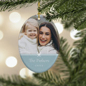 Blau | Einfaches Minimal Bow-Foto Keramik Ornament