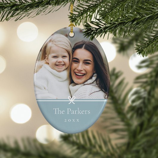 Blau | Einfaches Minimal Bow-Foto Keramik Ornament