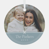 Blau | Einfaches Minimal Bow-Foto Ornament Aus Glas (Vorderseite)