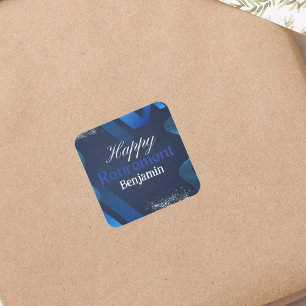 Blau Elegant Glückliches Rentnerleben Quadratischer Aufkleber
