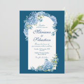 Blau Elegant Rustikal Einfaches Glossy und schön Save The Date (Stehend Vorderseite)