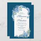 Blau Elegant Rustikal Einfaches Glossy und schön Save The Date (Vorne/Hinten)