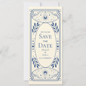 Blau Elegante Mystical Tarot Card Save the Date Einladung (Vorderseite)