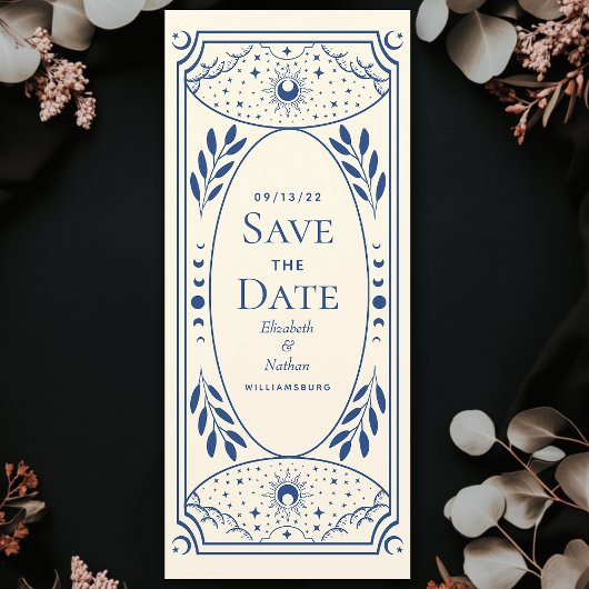 Blau Elegante Mystical Tarot Card Save the Date Einladung