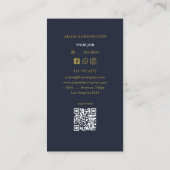 Blau | Elegante Standard QR Code Business Card Visitenkarte (Rückseite)