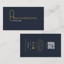 Blau | Elegante Standard QR Code Business Card Visitenkarte