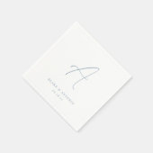 Blau | Elegante Thin Line Script Wedding Monogram Serviette (Ecke)