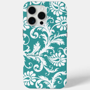 Blau Eleganter Vintager Damask Farbe Blau Case-Mate iPhone Hülle