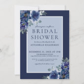 Blau Elegantes Brautparty Einladung (Vorderseite)