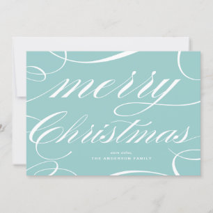 Blau Elegantes Skript Schwung Frohe Weihnachten