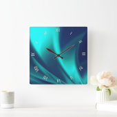 Blau-Erröten Quadratische Wanduhr (Zuhause)