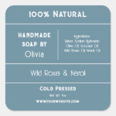 Blau | Etikett für Seifenzutaten Quadratischer Aufkleber (Vorderseite)