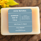 Blau | Etikett für Seifenzutaten Quadratischer Aufkleber