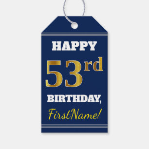 Blau, Falsches Gold 53. Geburtstag + Benutzerdefin Geschenkanhänger