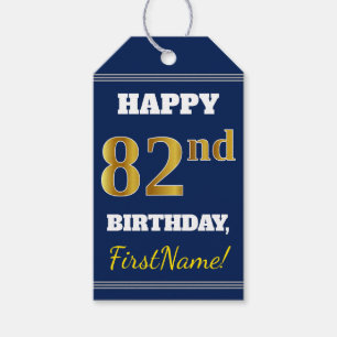 Blau, Falsches Gold 82. Geburtstag + Benutzerdefin Geschenkanhänger
