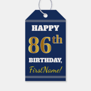 Blau, Falsches Gold 86. Geburtstag + Benutzerdefin Geschenkanhänger