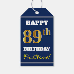 Blau, Falsches Gold 89. Geburtstag + Benutzerdefin Geschenkanhänger
