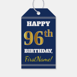 Blau, Falsches Gold 96. Geburtstag + Benutzerdefin Geschenkanhänger