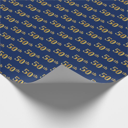 Blau, Falschgold 50. (fünfzigstes) Ereignis Geschenkpapier (Ecke)