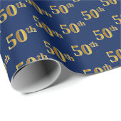 Blau, Falschgold 50. (fünfzigstes) Ereignis Geschenkpapier (Rolleneckpunkt)