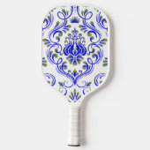 Blau-Farbe Grün und Weiße Damaskus Pickleball Schläger (Rückseite)