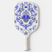 Blau-Farbe Grün und Weiße Damaskus Pickleball Schläger (Vorderseite)