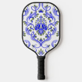 Blau-Farbe Grün und Weiße Damaskus Pickleball Schläger (Vorderseite)