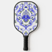 Blau-Farbe Grün und Weiße Damaskus Pickleball Schläger (Rückseite)