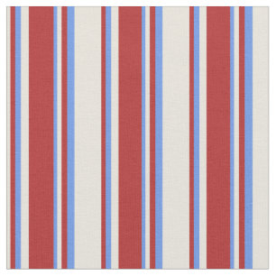 Blau-farbenes Muster in Beige, Rot und Cornflower Stoff