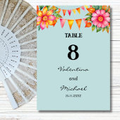 Blau farbenfrohe Blume Fiesta Mexican Wedding Tischnummer