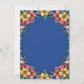 Blau farbenfrohe rosa Blume Probe Abendessen Einladung (Rückseite)