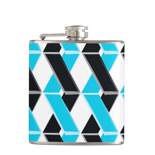 Blau, fett, cool, trendig geflochtene geometrische flachmann (Vorderseite)