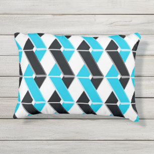 Blau, fett, cool, trendig geflochtene geometrische kissen für draußen