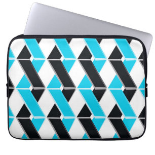 Blau, fett, cool, trendig geflochtene geometrische laptopschutzhülle