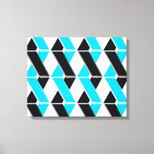Blau, fett, cool, trendig geflochtene geometrische leinwanddruck