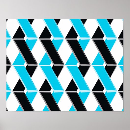 Blau, fett, cool, trendig geflochtene geometrische poster (Vorne)